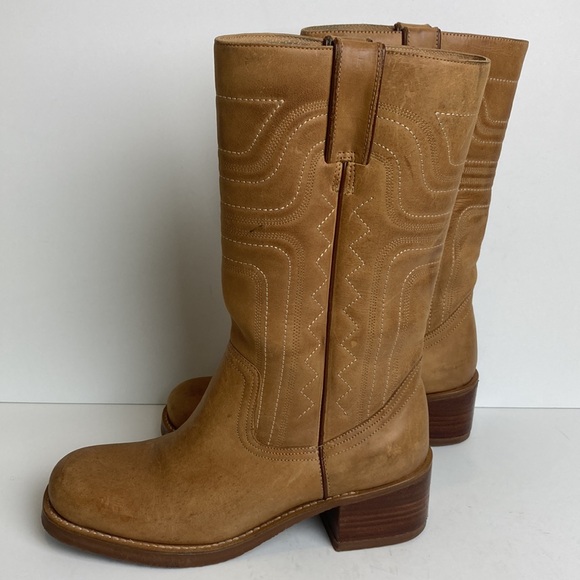 Jeffrey Campbell Shoes - Jeffrey Campbell | Cowboy Western Leather Boot in Natural Tan Caramel Size 8